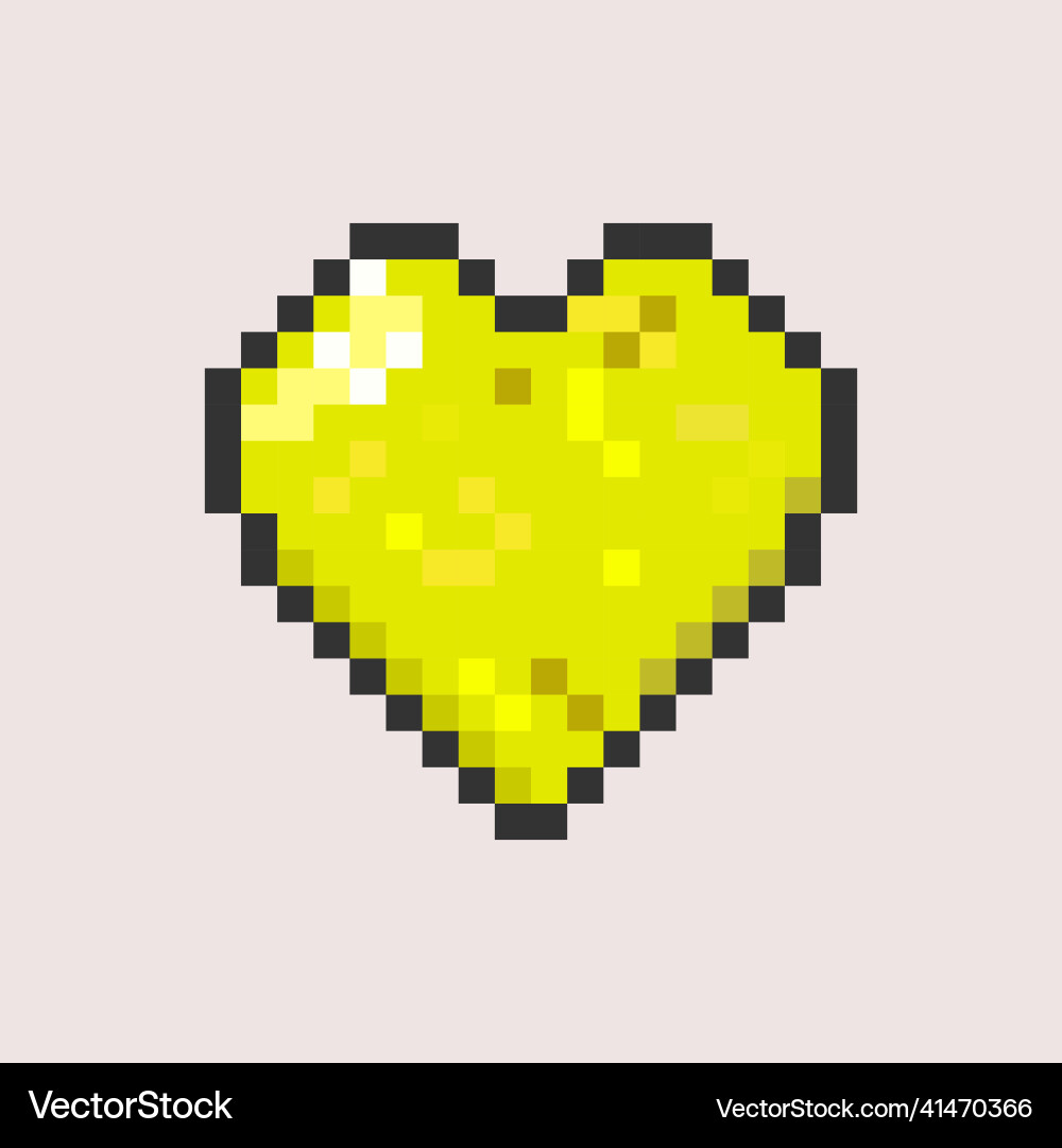 Pixel heart main yellow color pixelart Vector Image