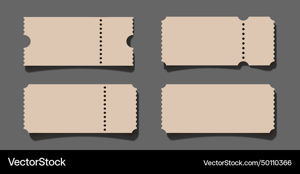 Realistic blank tickets set Realistic blank tickets set Vector Image