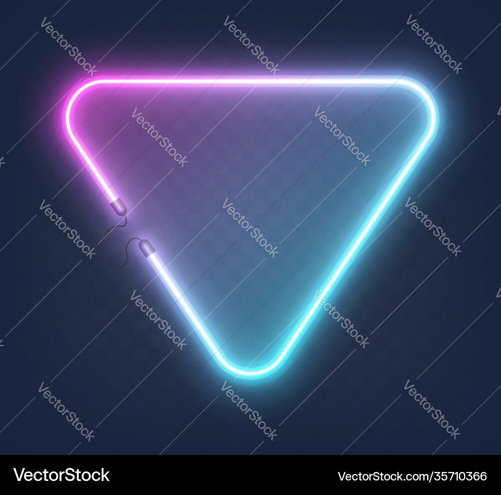 Realistische Glühform Neon Dreieckrahmen Realistische Glühform Neon Dreieckrahmen vektorbild