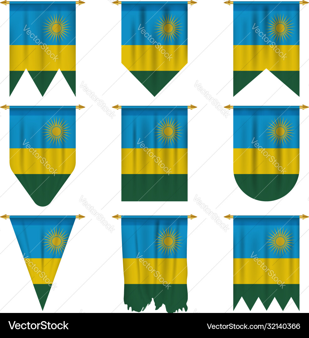 Rwanda flag in different shapes Vector Image