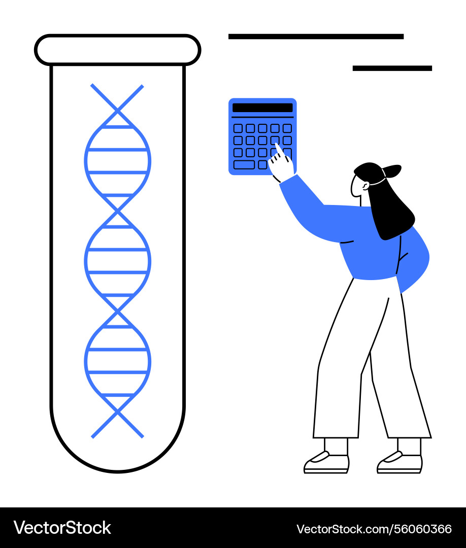 Scientist analyzing dna data using a calculator Scientist analyzing dna data using a calculator vector image