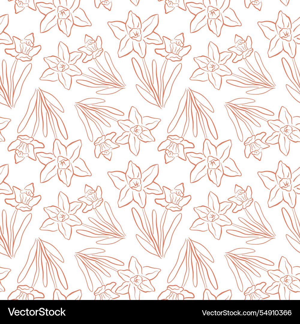 Seamless line pattern with daffodil flowers Seamless line pattern with daffodil flowers vector image