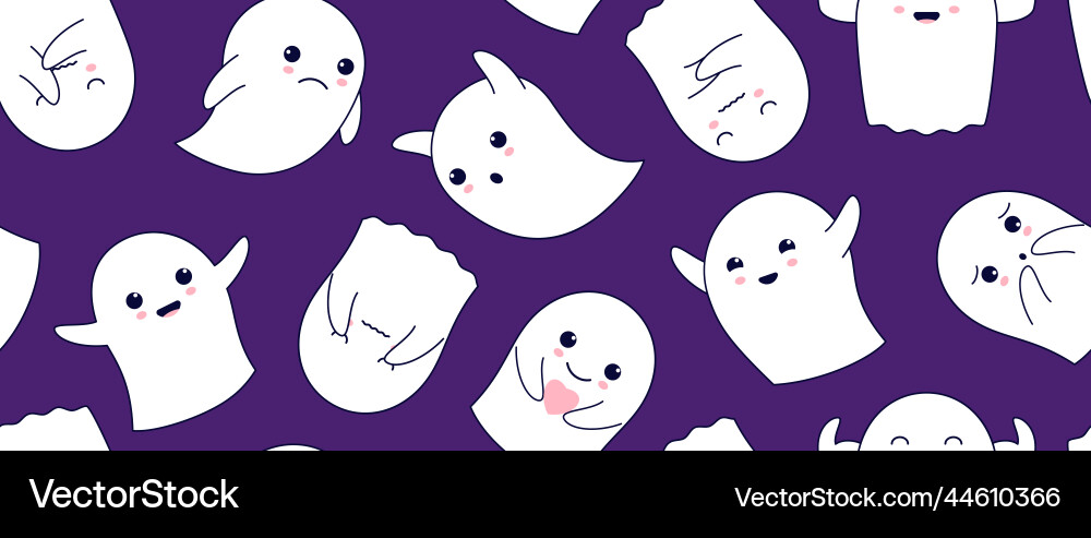 Seamless pattern with linear ghosts for kids Vector Image