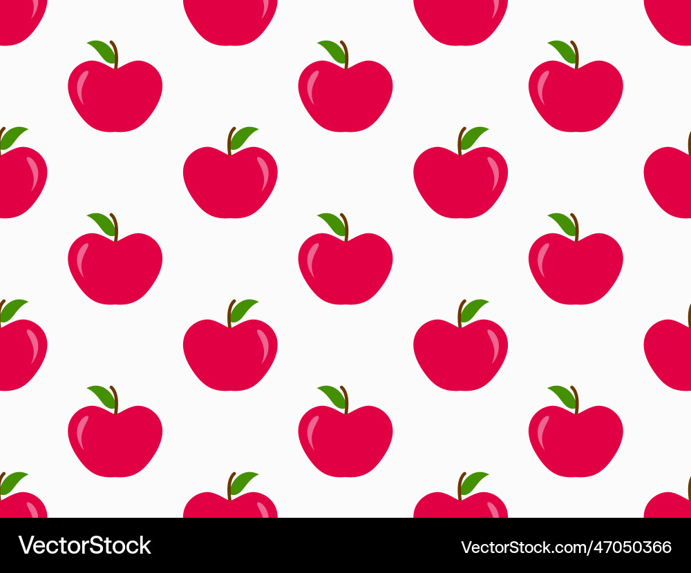 Seamless pattern with red apples on a white Vector Image