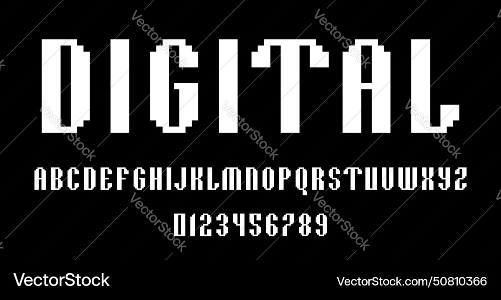 Set of alphabets font letters and numbers Set of alphabets font letters and numbers vector image