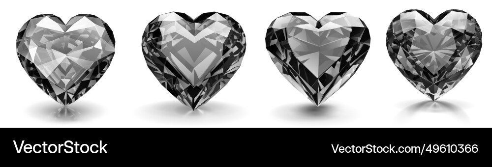 Set of crystal hearts Set of crystal hearts Vector Image