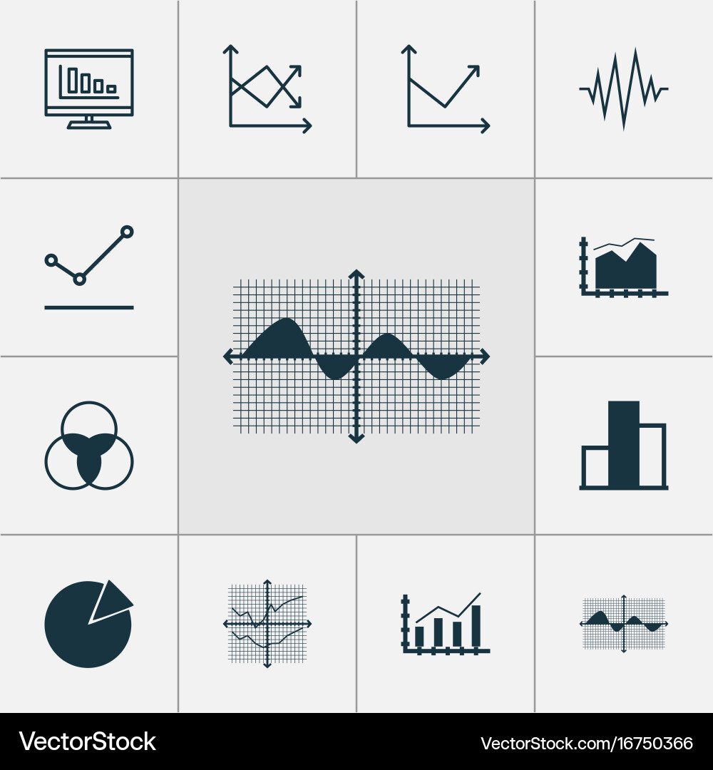 Set of graphs diagrams and statistics icons vector image