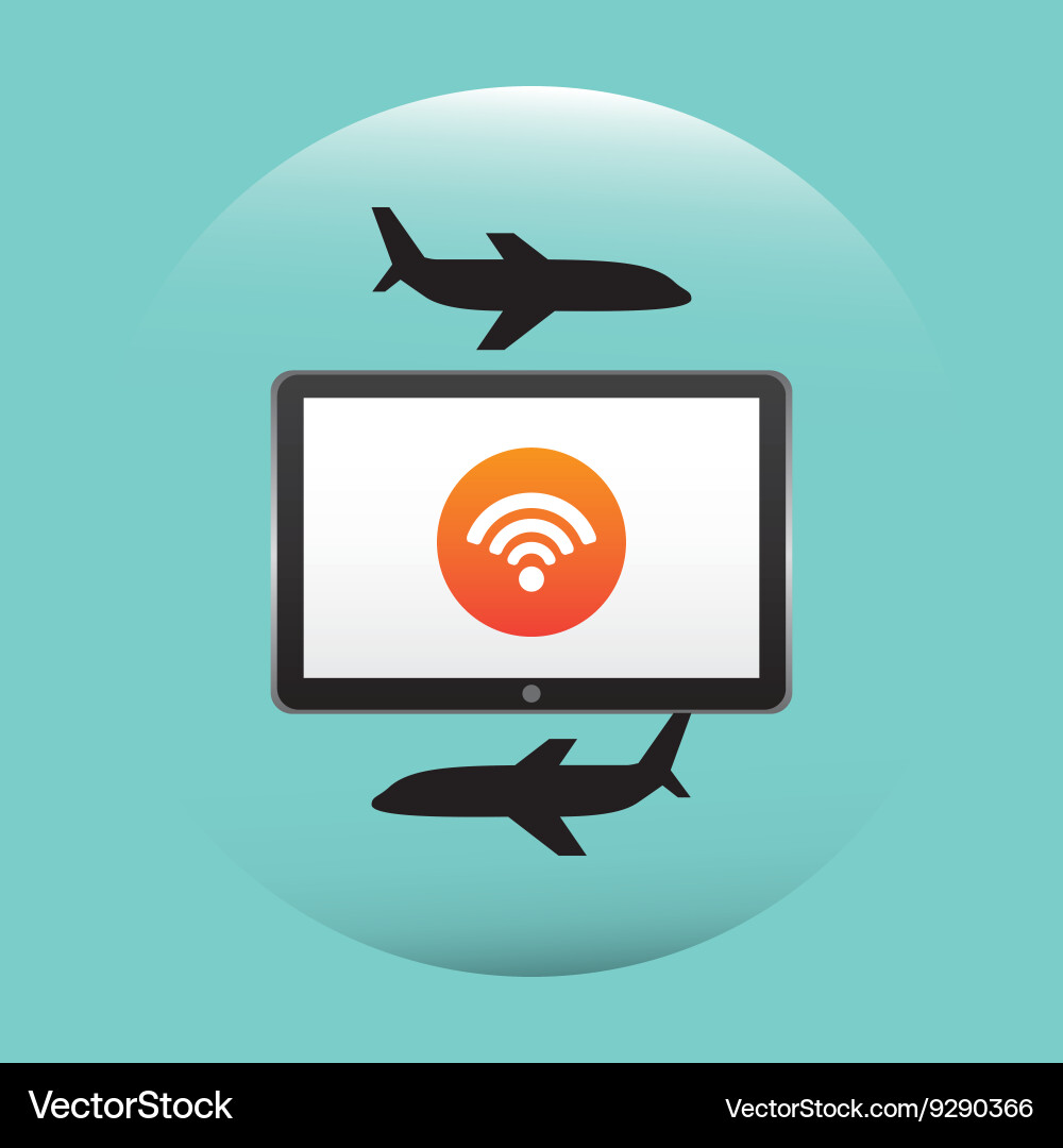Wifi signal in flight design Vector Image