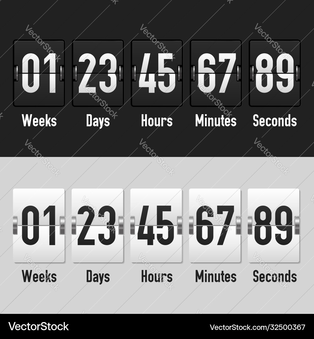Analog counter mechanical display countdown black Analog counter mechanical display countdown black vector image