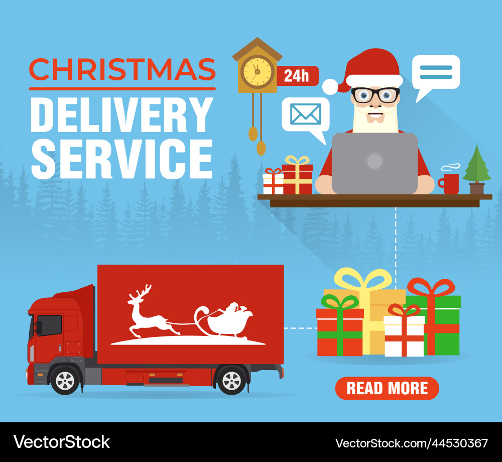 Christmas delivery service concept design flat Christmas delivery service concept design flat vector image