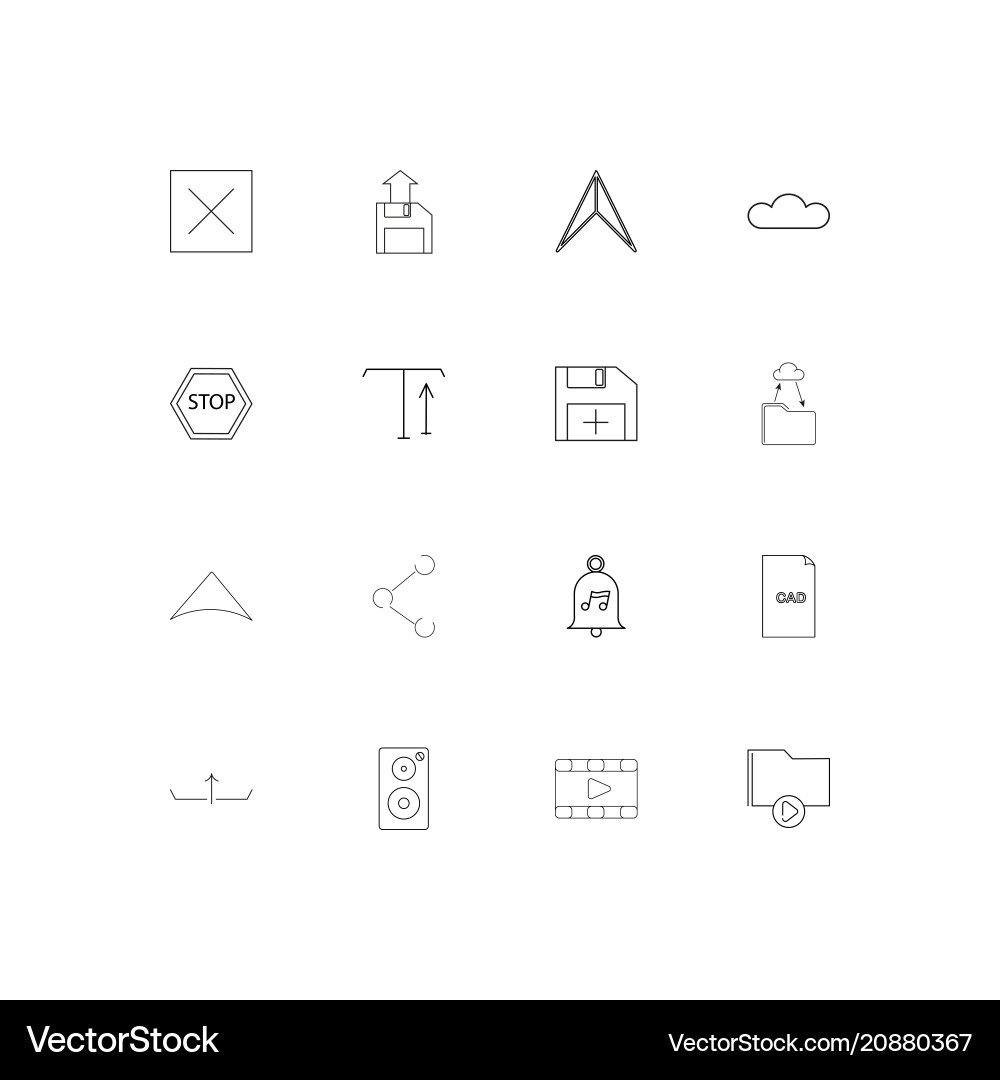 Files and folders sign linear thin icons set vector image