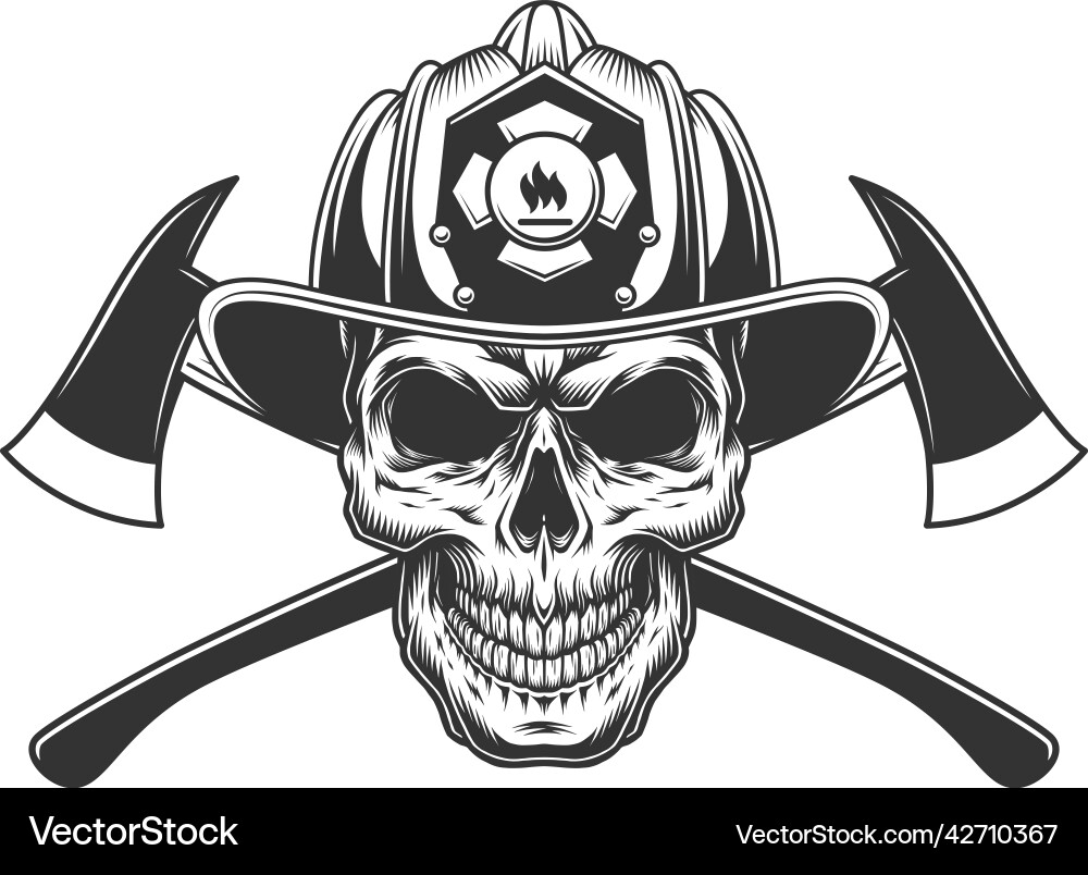 Firefighter Skull with Crossed Axes vector image