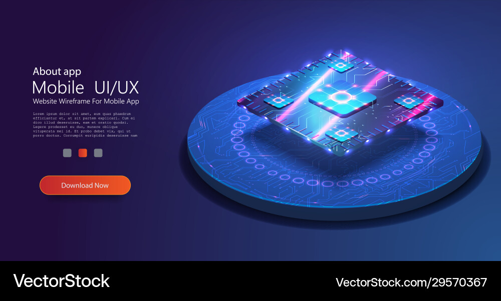 Futuristic microchip processor with lights vector image