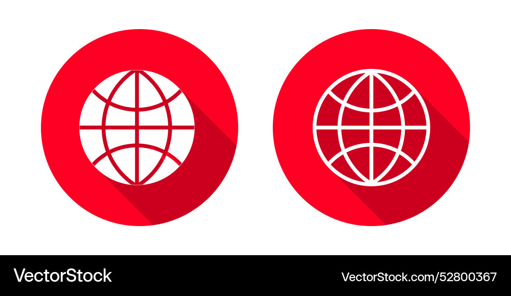 Globe or web icon with long shadow Vector Image