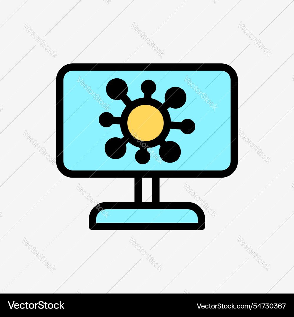 Icon line color virus on computer or desktop Icon line color virus on computer or desktop vector image
