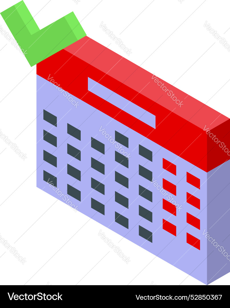Isometric calendar showing days passing with check Isometric calendar showing days passing with check vector image