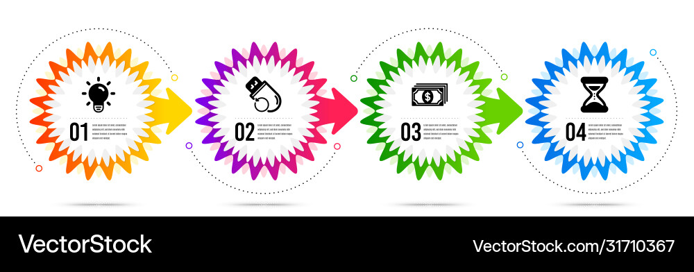 Light bulb time and payment icons set flash Light bulb time and payment icons set flash vector image