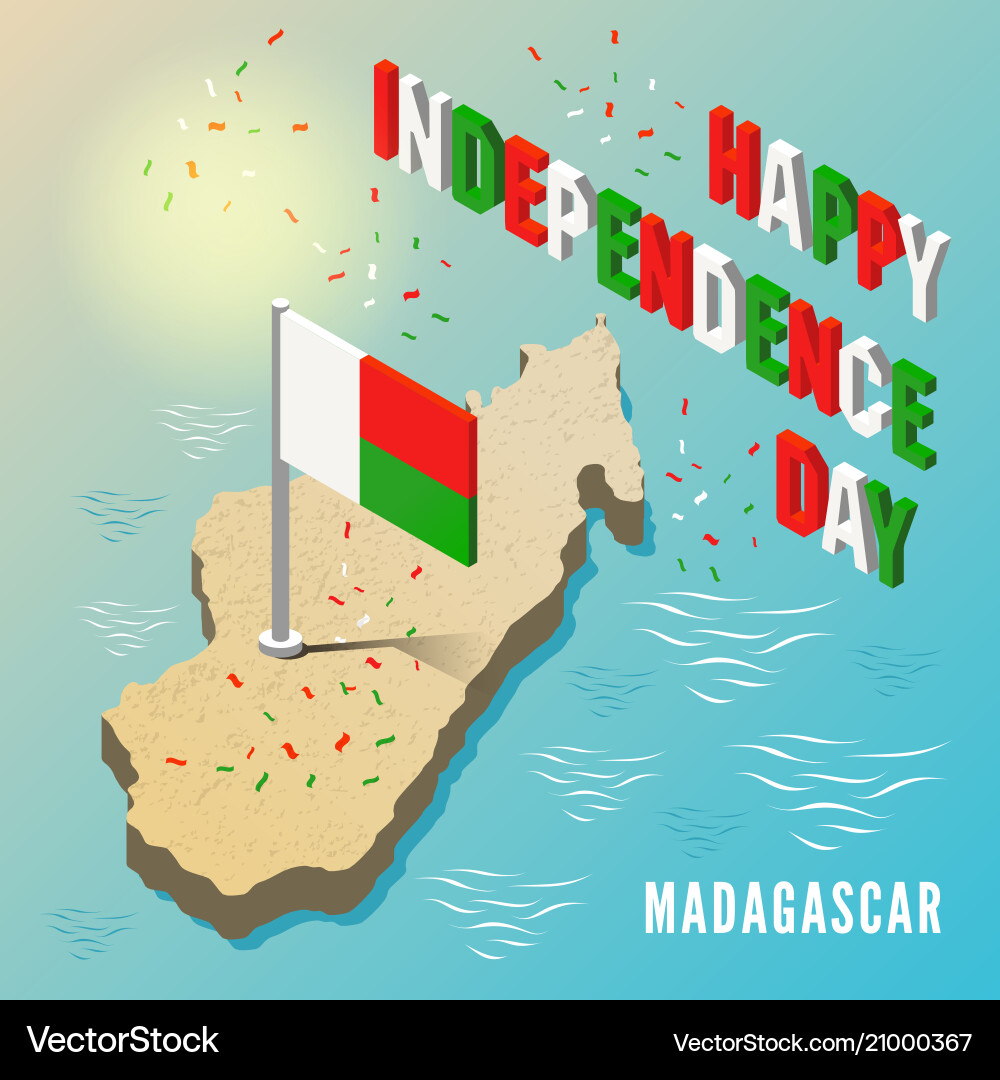 Madagascar map with flag in isometric style Vector Image