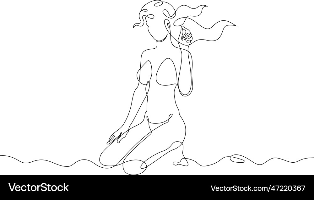 One continuous linewoman is resting One continuous linewoman is resting vector image