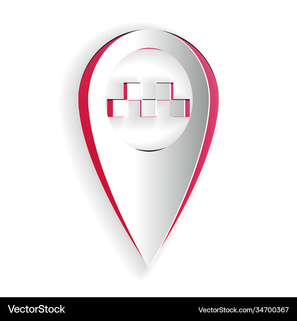 Paper cut map pointer with taxi icon isolated Paper cut map pointer with taxi icon isolated vector image