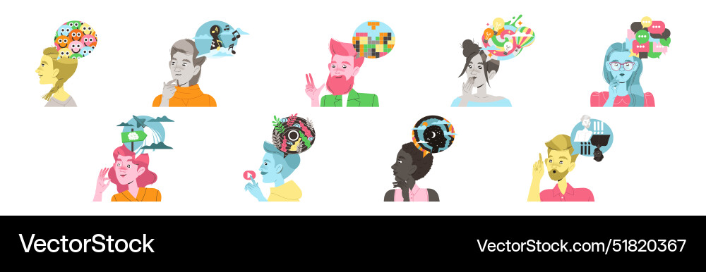 People characters with different types of thinking vector image
