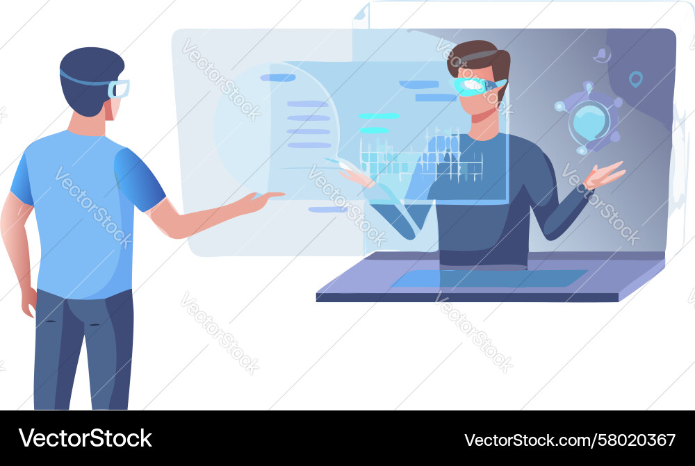 Person Using VR Data Interface Vector Image