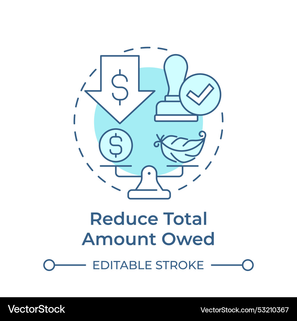 Reduce total amount owed soft blue concept icon Reduce total amount owed soft blue concept icon vector image