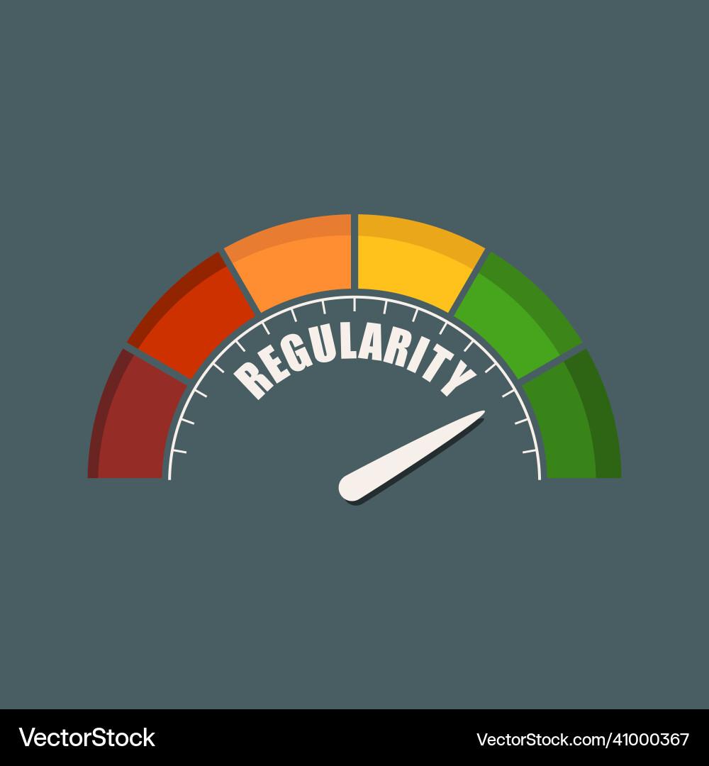 Regularity measuring device with arrow and scale vector image