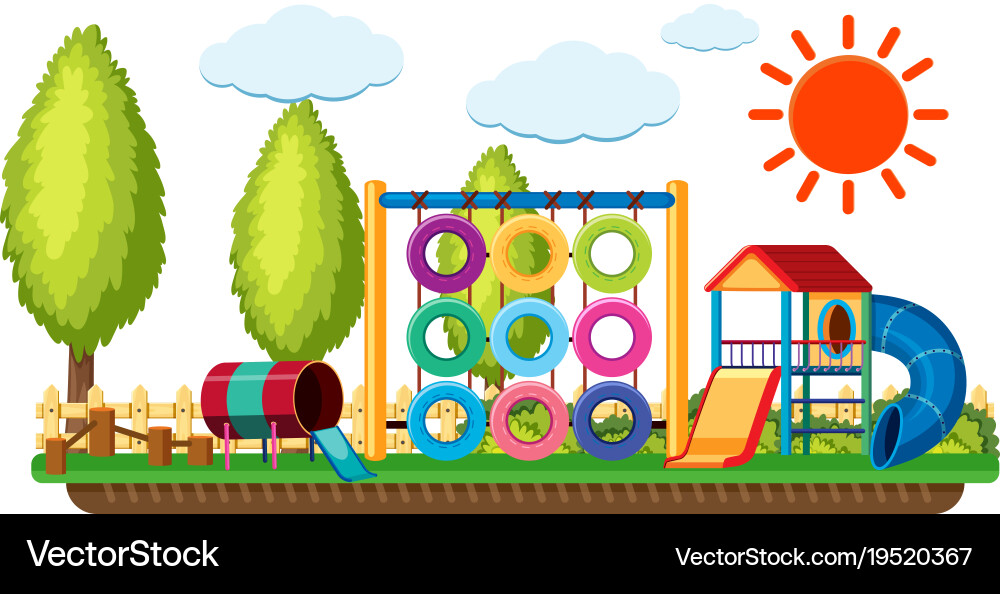 Scene with climbing hoops and slides Vector Image
