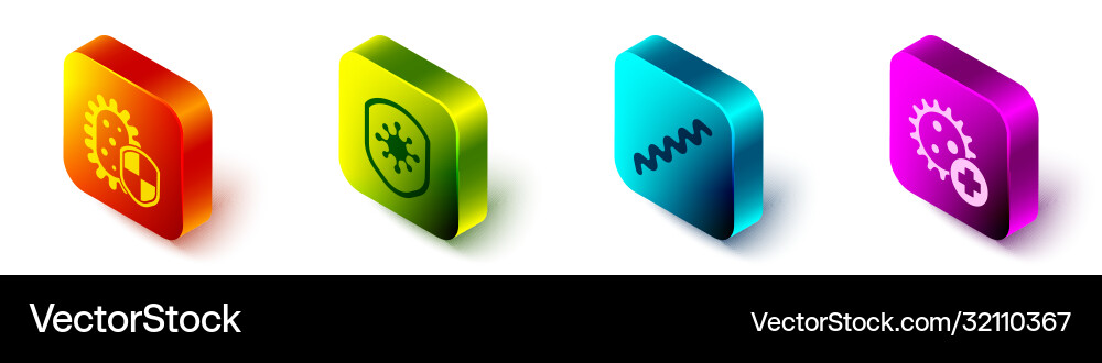 Set isometric shield protecting from virus Vector Image