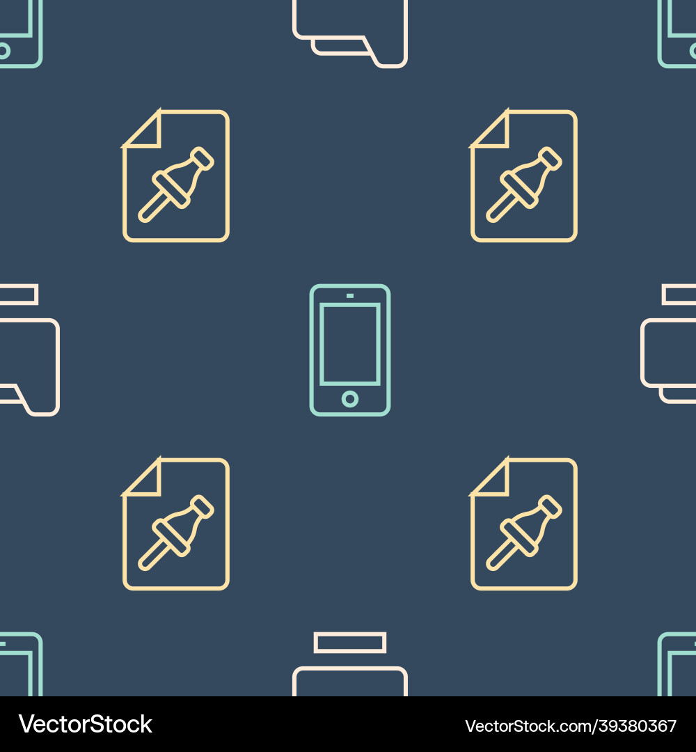Set line document folder note paper with push Set line document folder note paper with push vector image