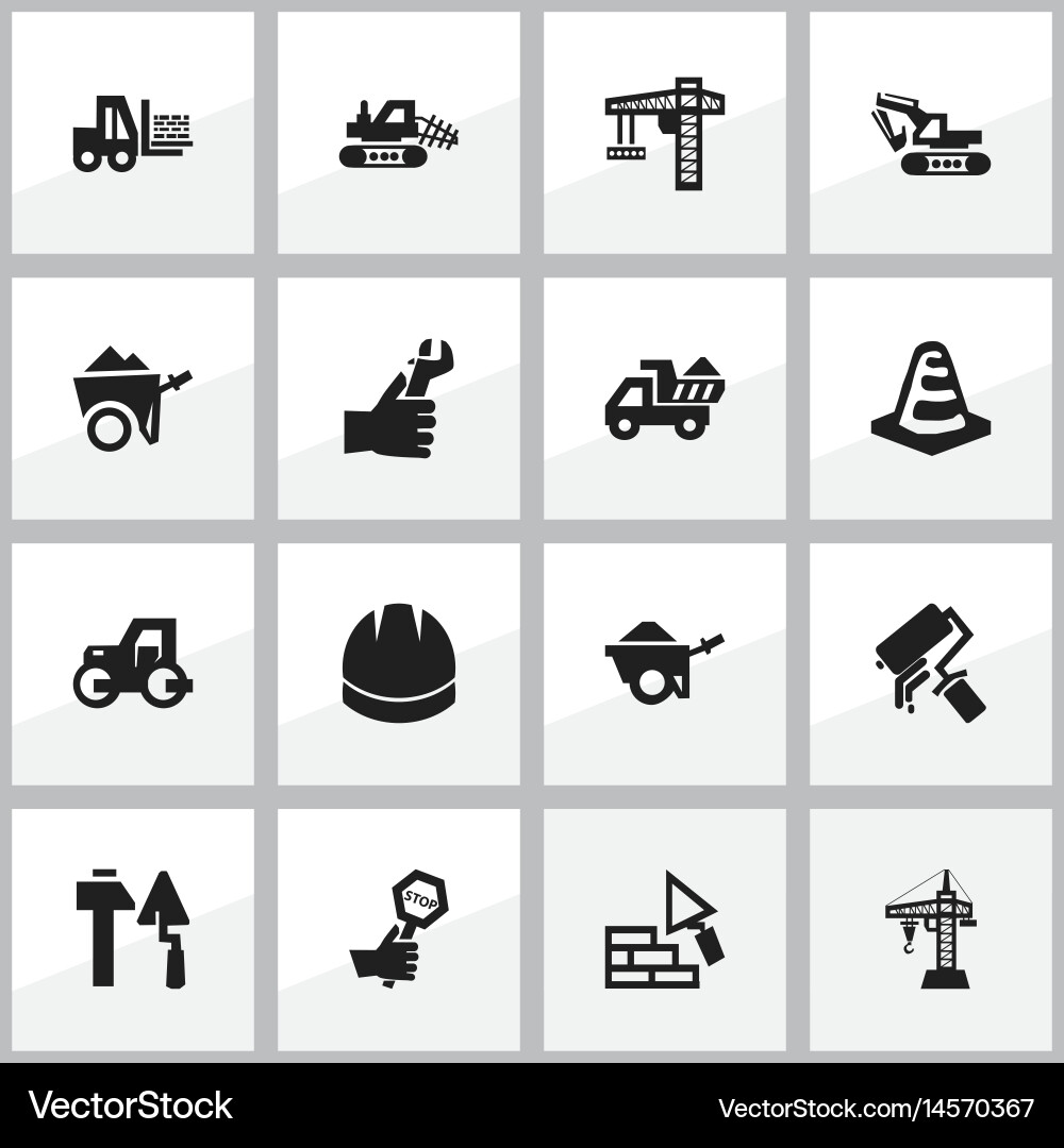Set of 16 editable structure icons includes vector image
