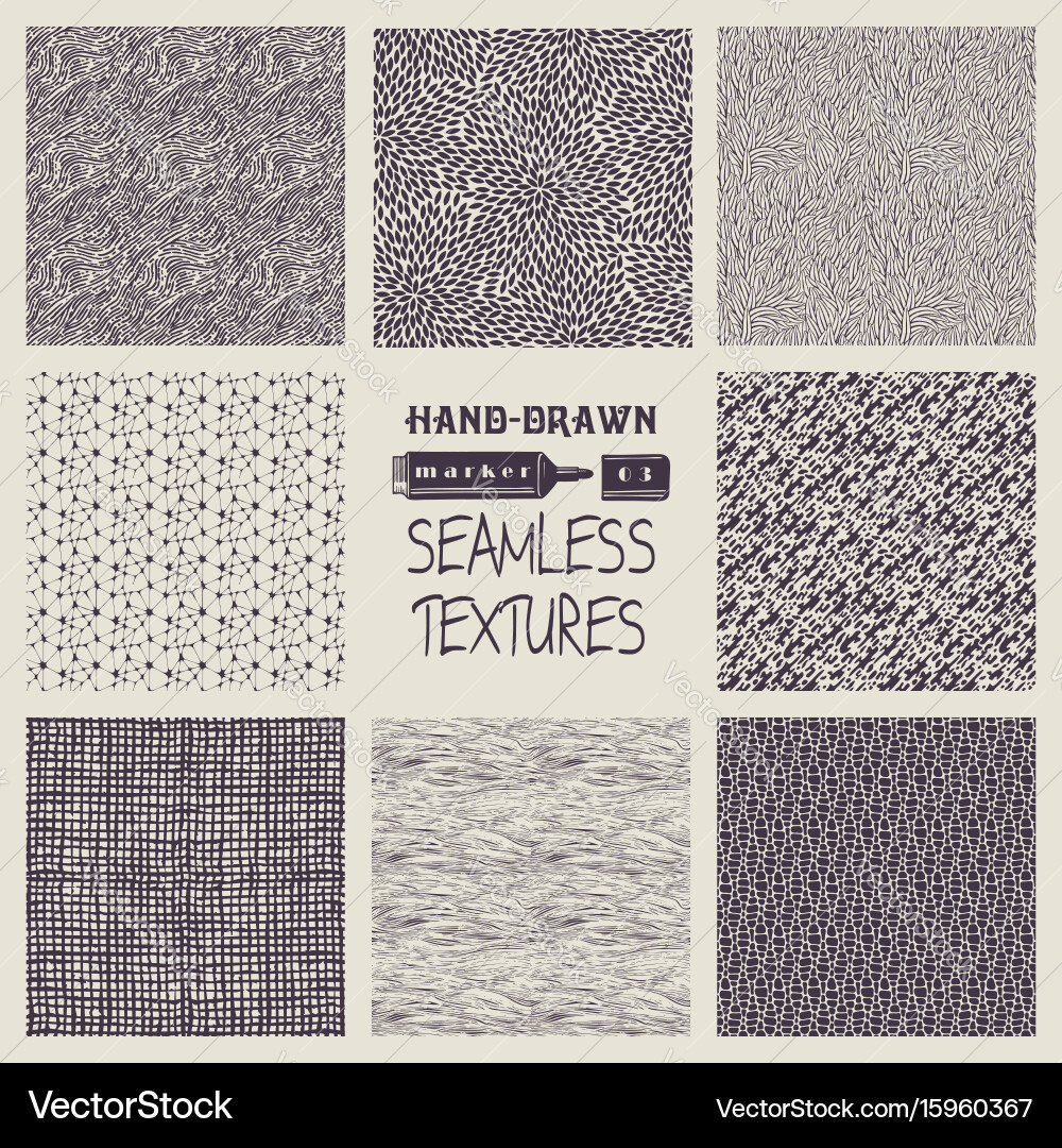 Set of hand drawn marker and ink patterns Vector Image