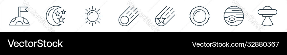 Space line icons linear set quality Space line icons linear set quality vector image