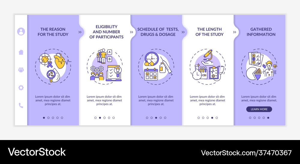 Study protocol elements onboarding template Study protocol elements onboarding template vector image