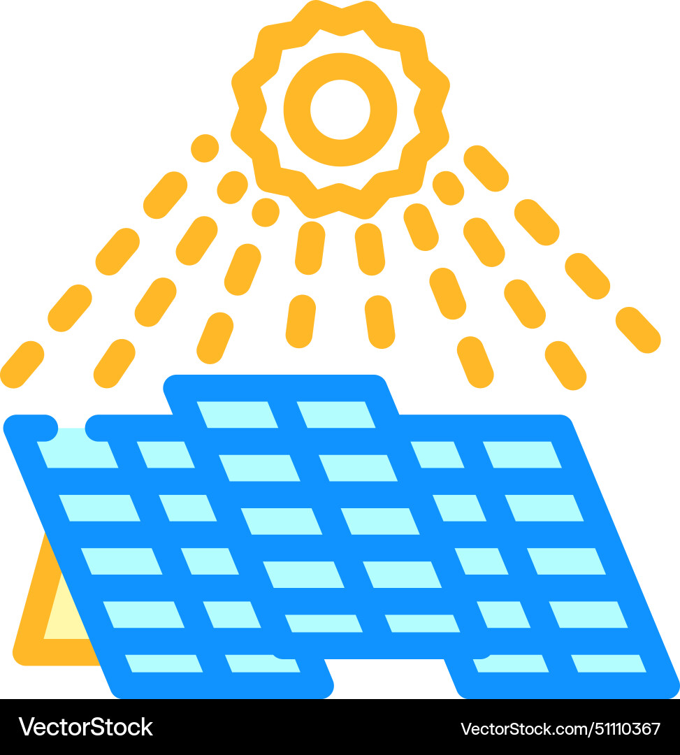 Sun rays solar panel color icon Sun rays solar panel color icon vector image