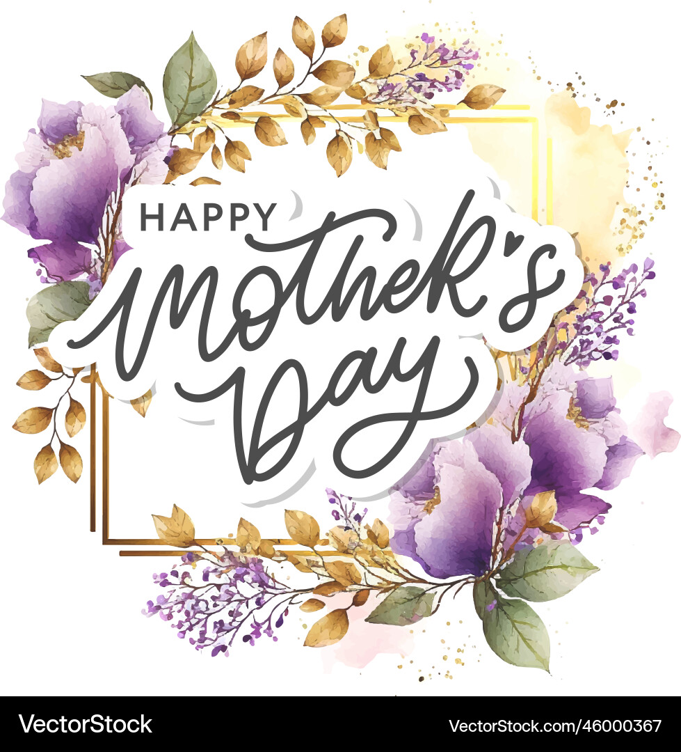 Watercolor mothers day greeting card with flowers Watercolor mothers day greeting card with flowers vector image