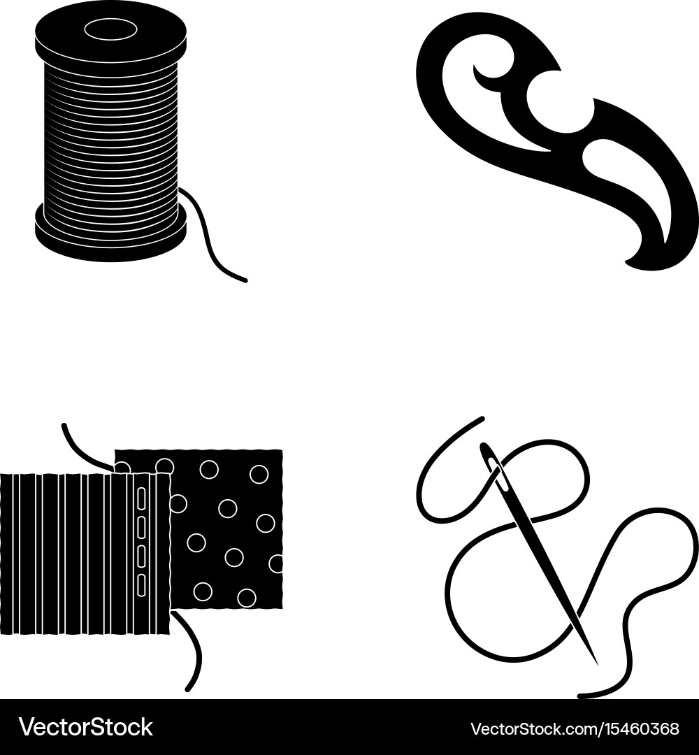 A spool with threads needle curl seam Vector Image
