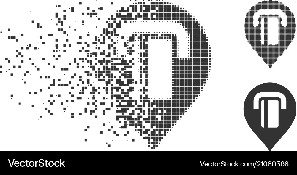 Atm map marker disintegrating pixel icon vector image