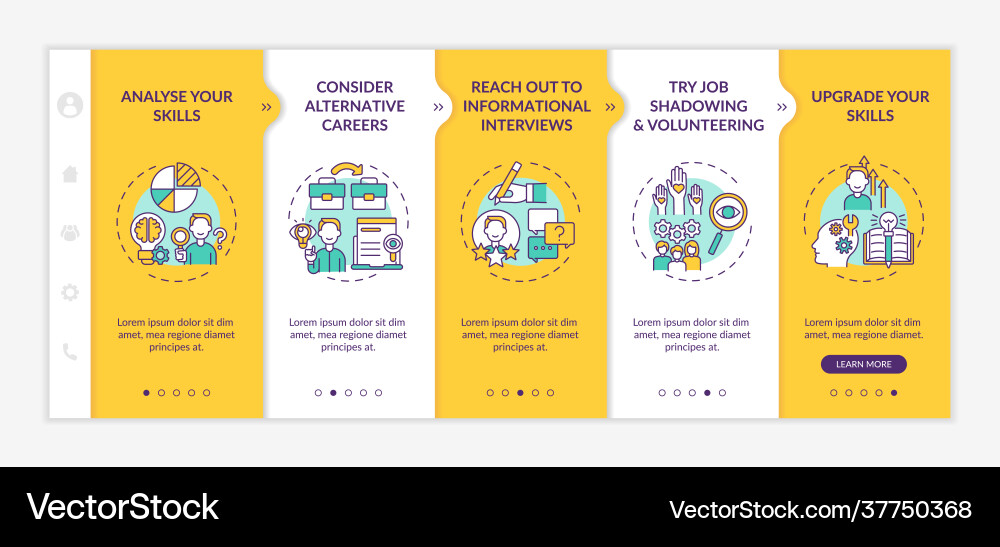 Career change steps onboarding mobile app page Career change steps onboarding mobile app page vector image