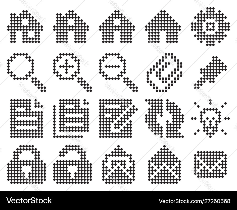 Collection dotted icons user interface set 1 Vector Image