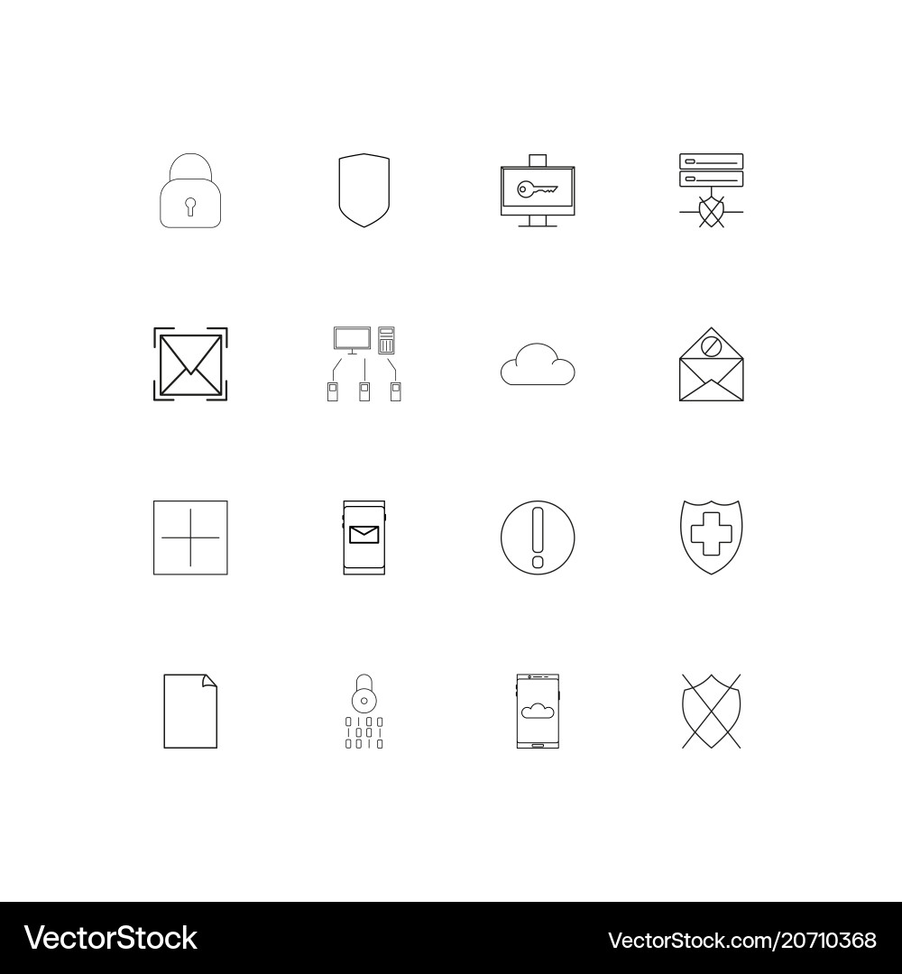 Cyber security simple linear icons set outlined vector image