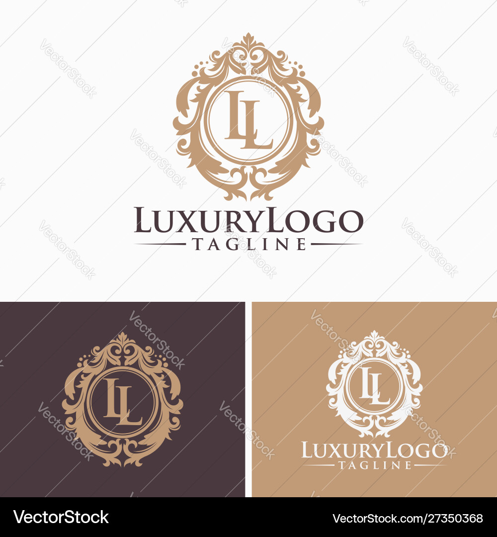 Elegant Gold Floral Monogram Logo Vector Image