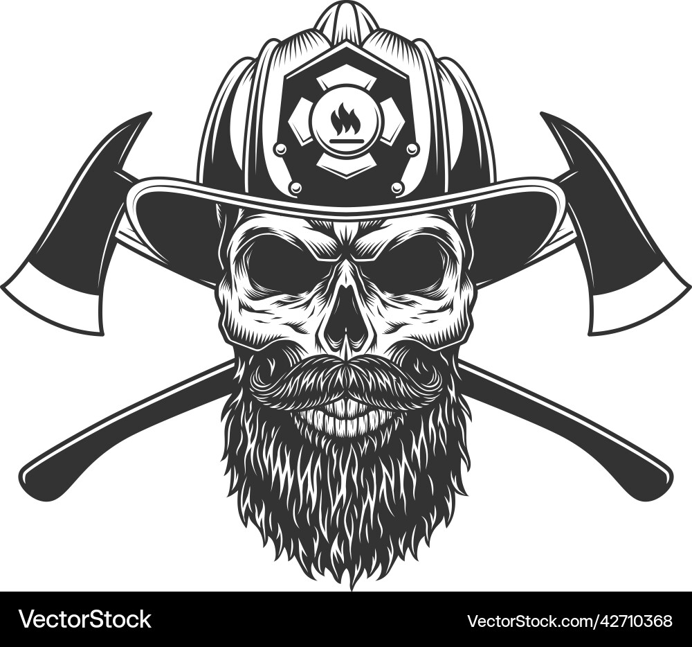 Fireman Skull with Crossed Axes vector image