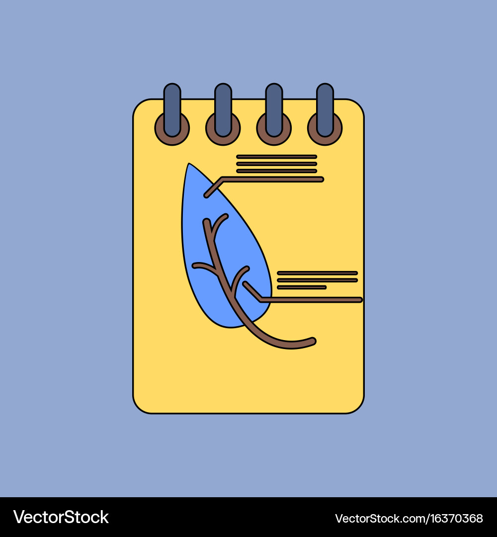Flat icon design collection notebook and leaf vector image