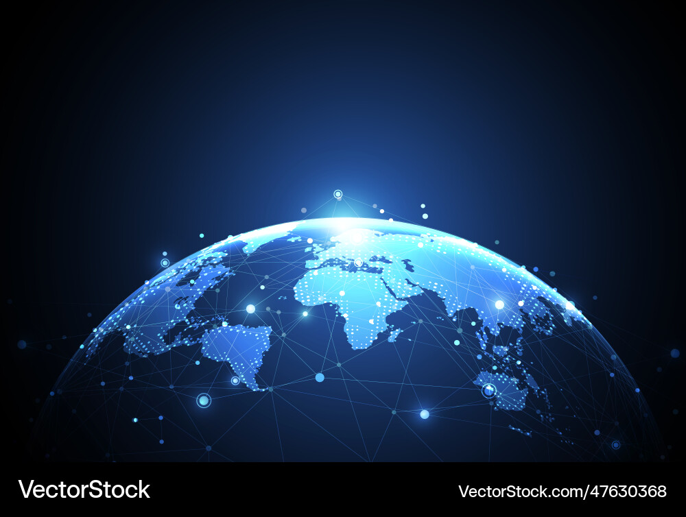 Global network connection world map point Global network connection world map point vector image