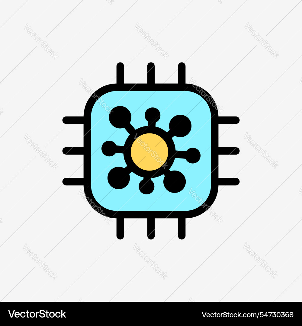 Icon line color cpu chip micro processor Icon line color cpu chip micro processor Vector Image