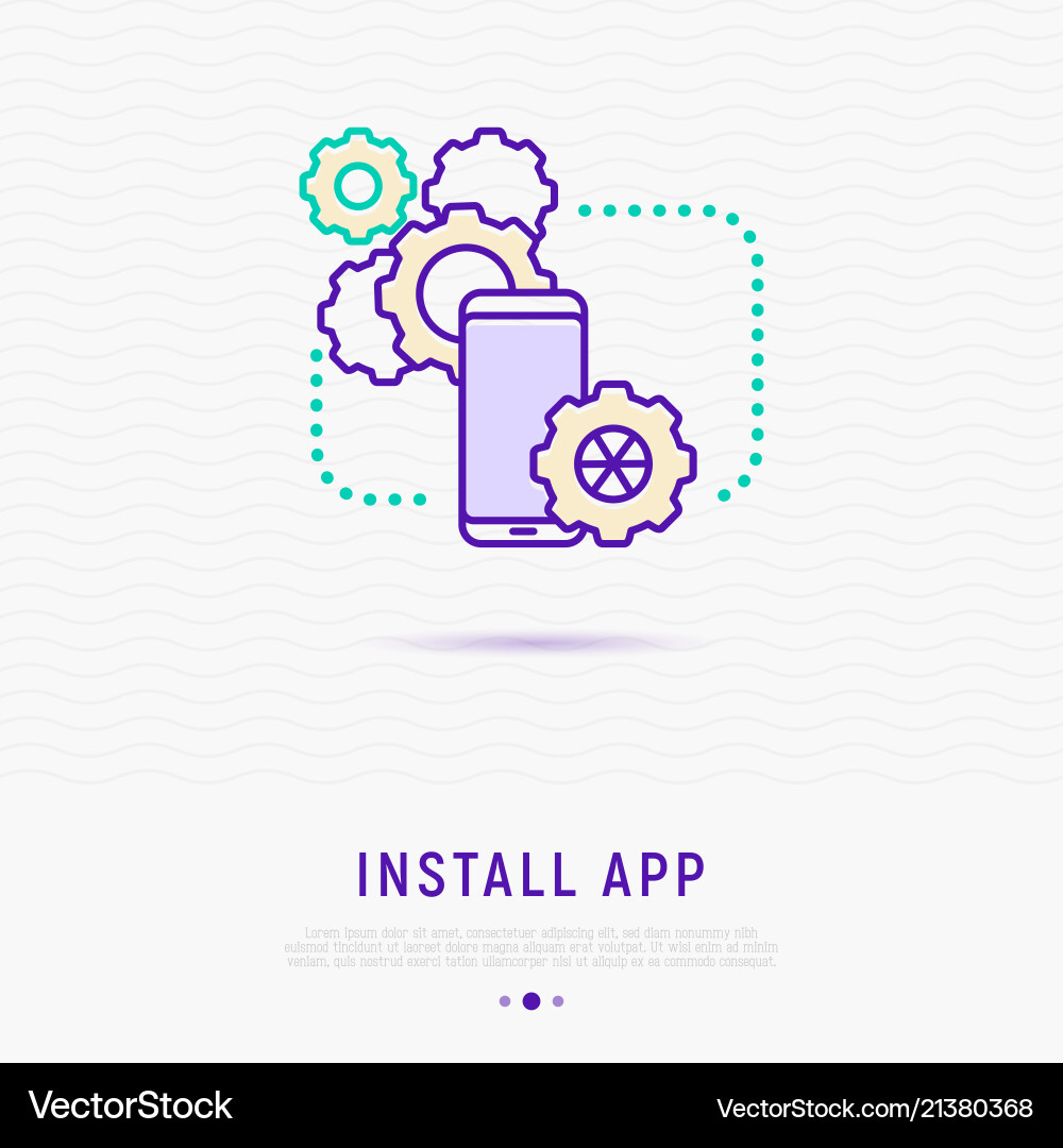 Install app on smartphone thin line icon vector image