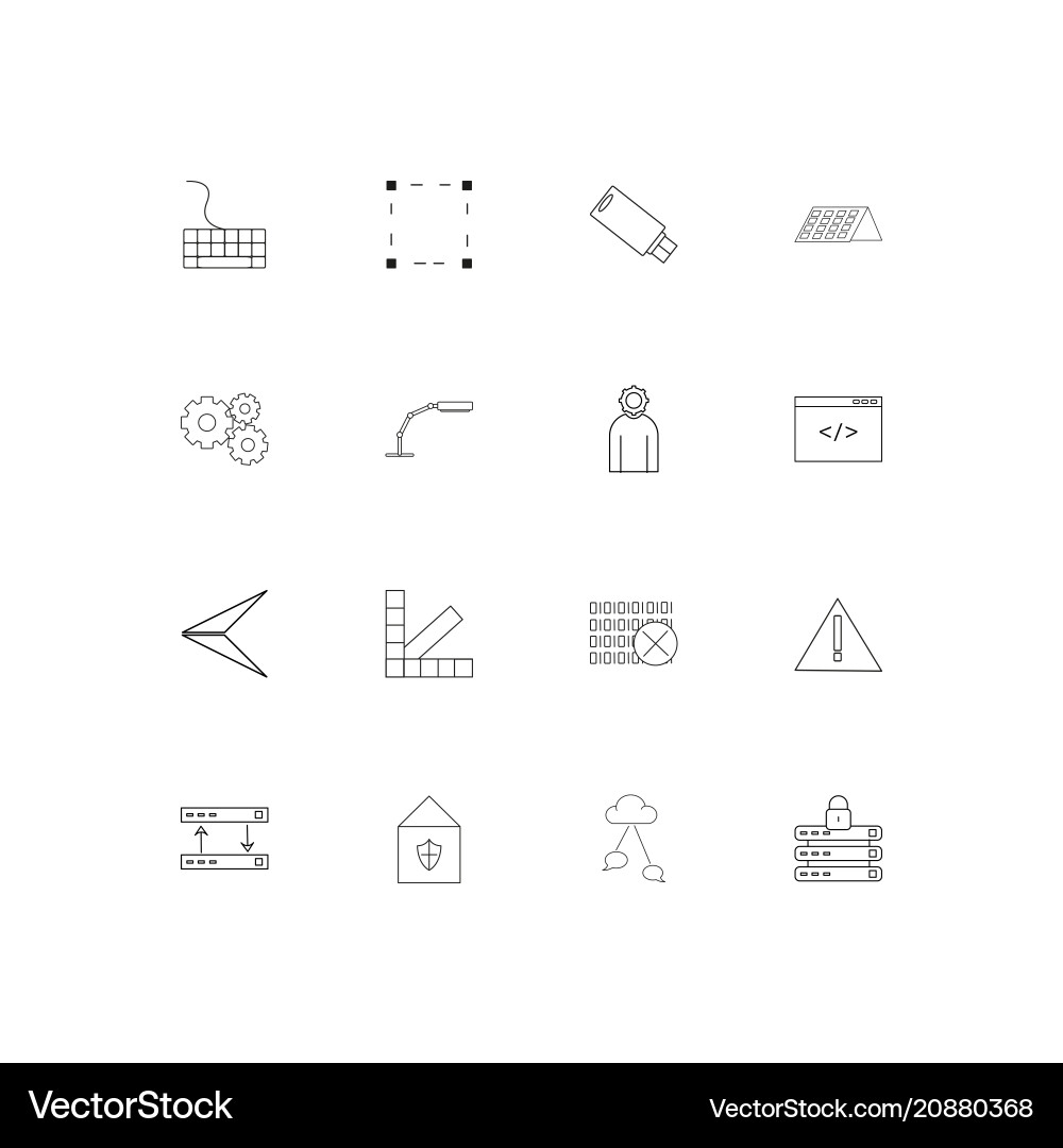 Internet technologies linear thin icons set vector image