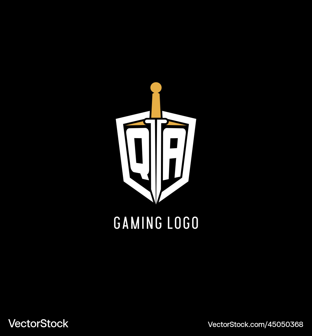 Letter qa logo with shield and sword design Vector Image